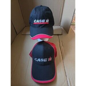 Lot of 2 Case IH Agriculture Farm Hats Cap Red/Black White Adult Adjustable